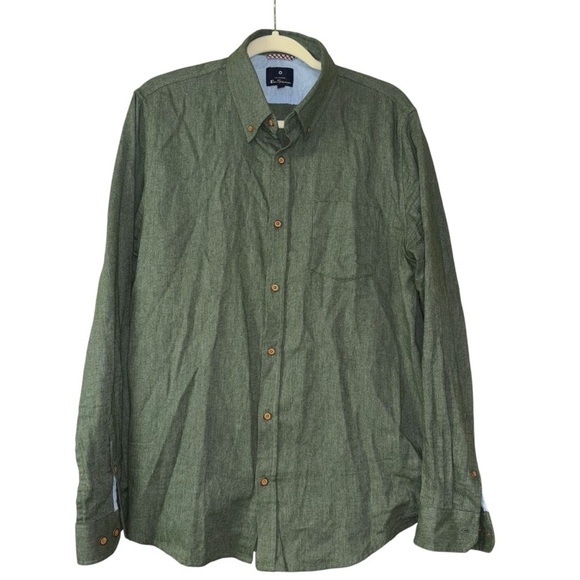 Ben Sherman Other - Ben Sherman Green Button Down Collared Cotton Shirt Men’s L Workwear Casual
